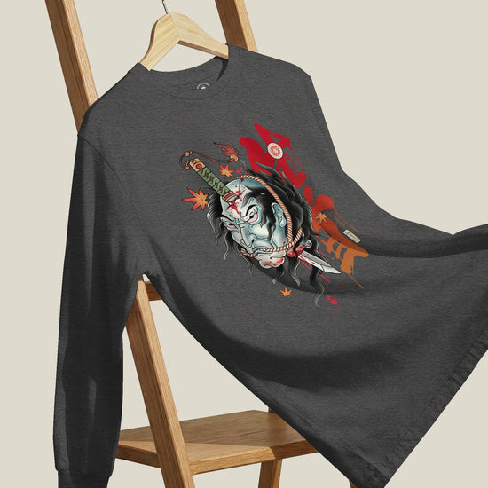 Halloween Namakubi Japanese Tattoo Unisex Long Sleeve Tee - Samurai Original