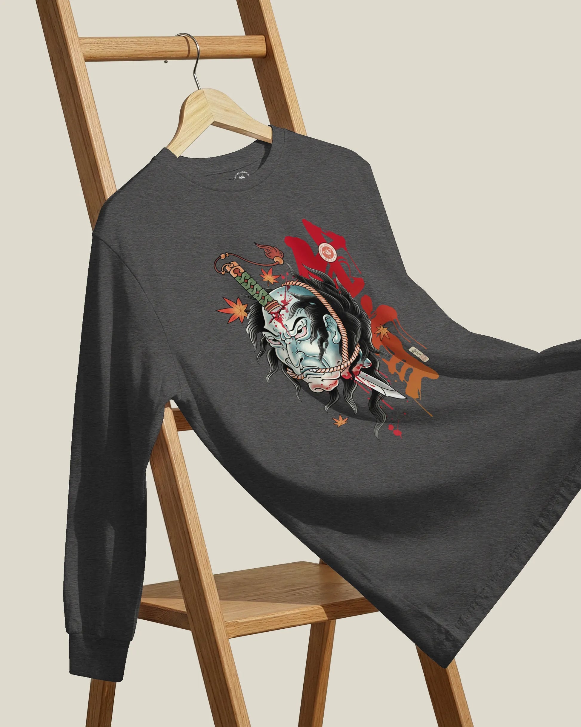 Halloween Namakubi Japanese Tattoo Unisex Long Sleeve Tee - Samurai Original