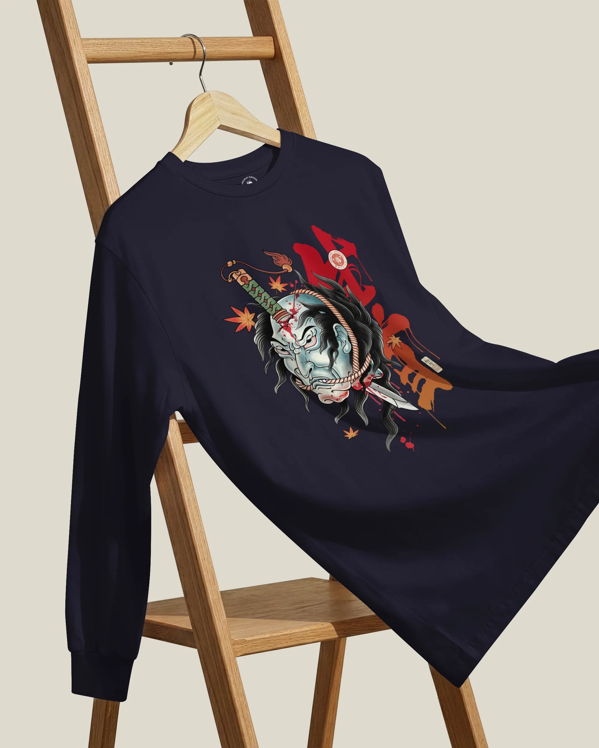 Halloween Namakubi Japanese Tattoo Unisex Long Sleeve Tee - Samurai Original