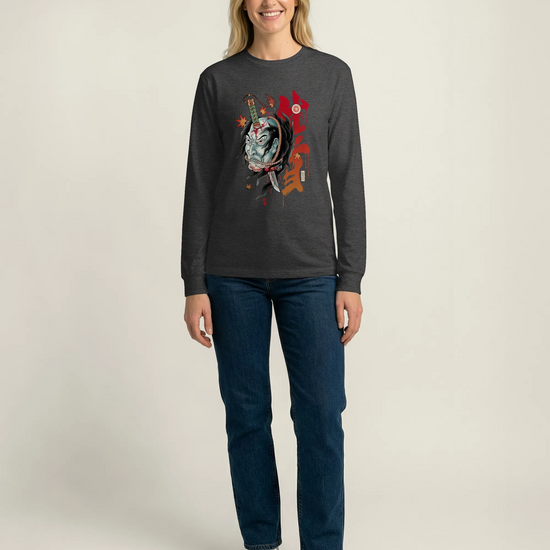 Halloween Namakubi Japanese Tattoo Unisex Long Sleeve Tee - Samurai Original