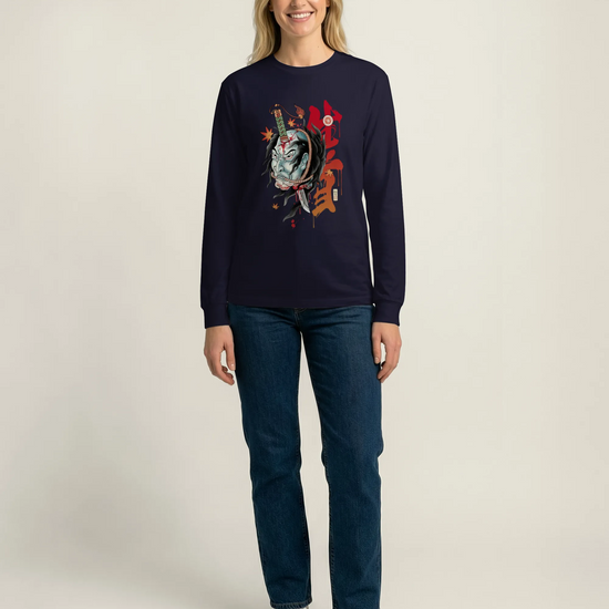 Halloween Namakubi Japanese Tattoo Unisex Long Sleeve Tee - Samurai Original
