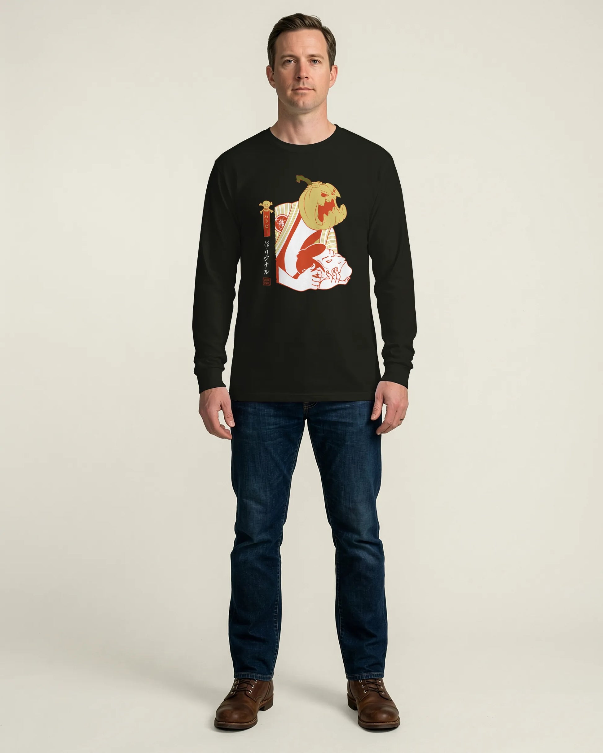 Halloween Pumpkin Japanese Ukiyo-e Unisex Long Sleeve Tee - Samurai Original