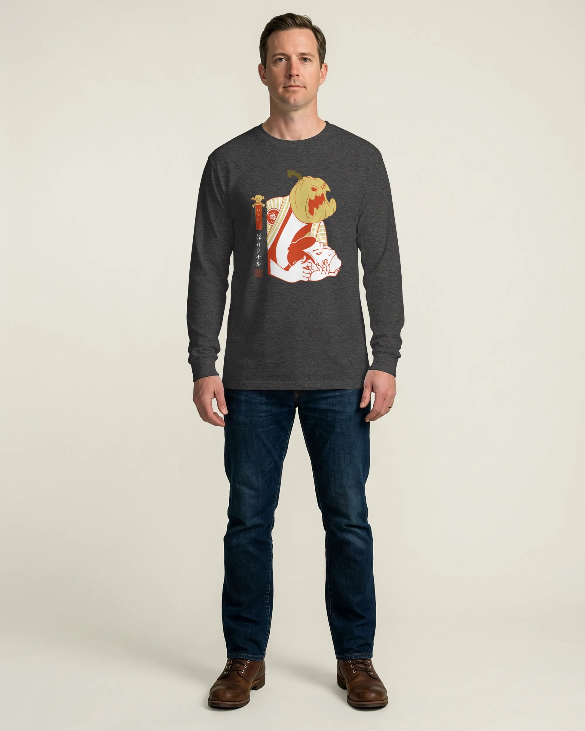 Halloween Pumpkin Japanese Ukiyo-e Unisex Long Sleeve Tee - Samurai Original