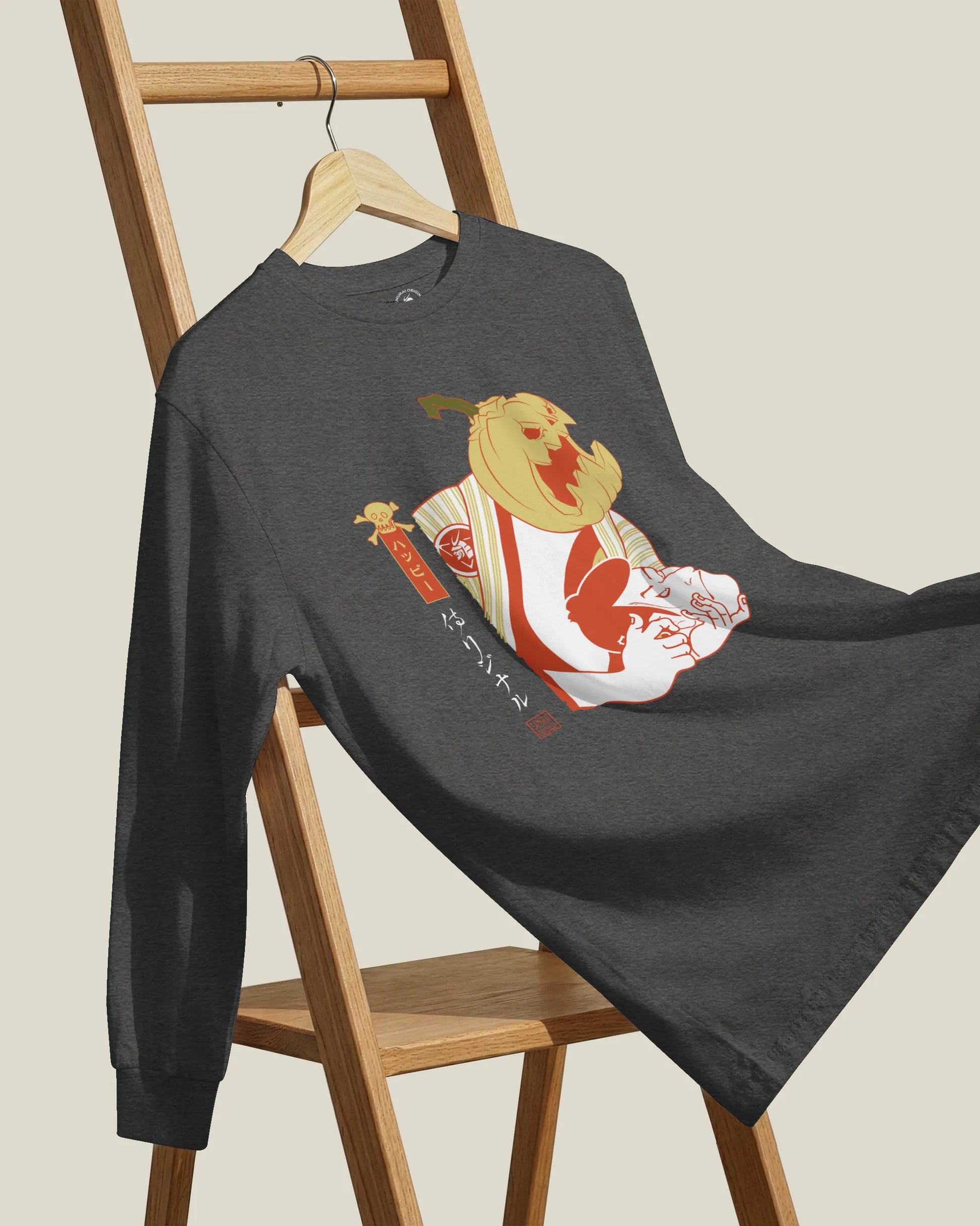 Halloween Pumpkin Japanese Ukiyo-e Unisex Long Sleeve Tee - Samurai Original