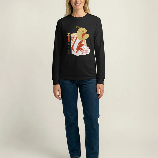 Halloween Pumpkin Japanese Ukiyo-e Unisex Long Sleeve Tee - Samurai Original