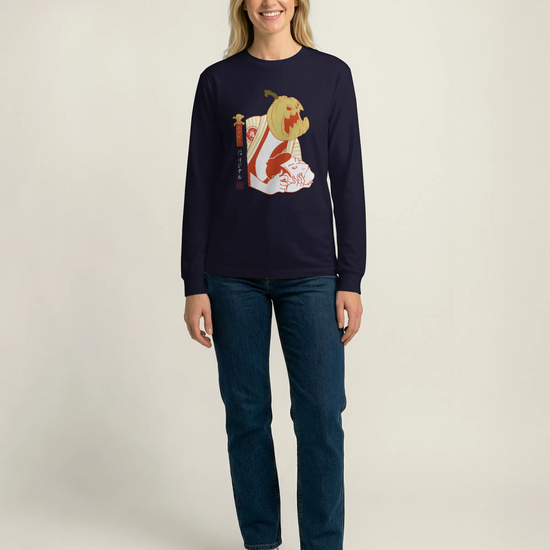 Halloween Pumpkin Japanese Ukiyo-e Unisex Long Sleeve Tee - Samurai Original