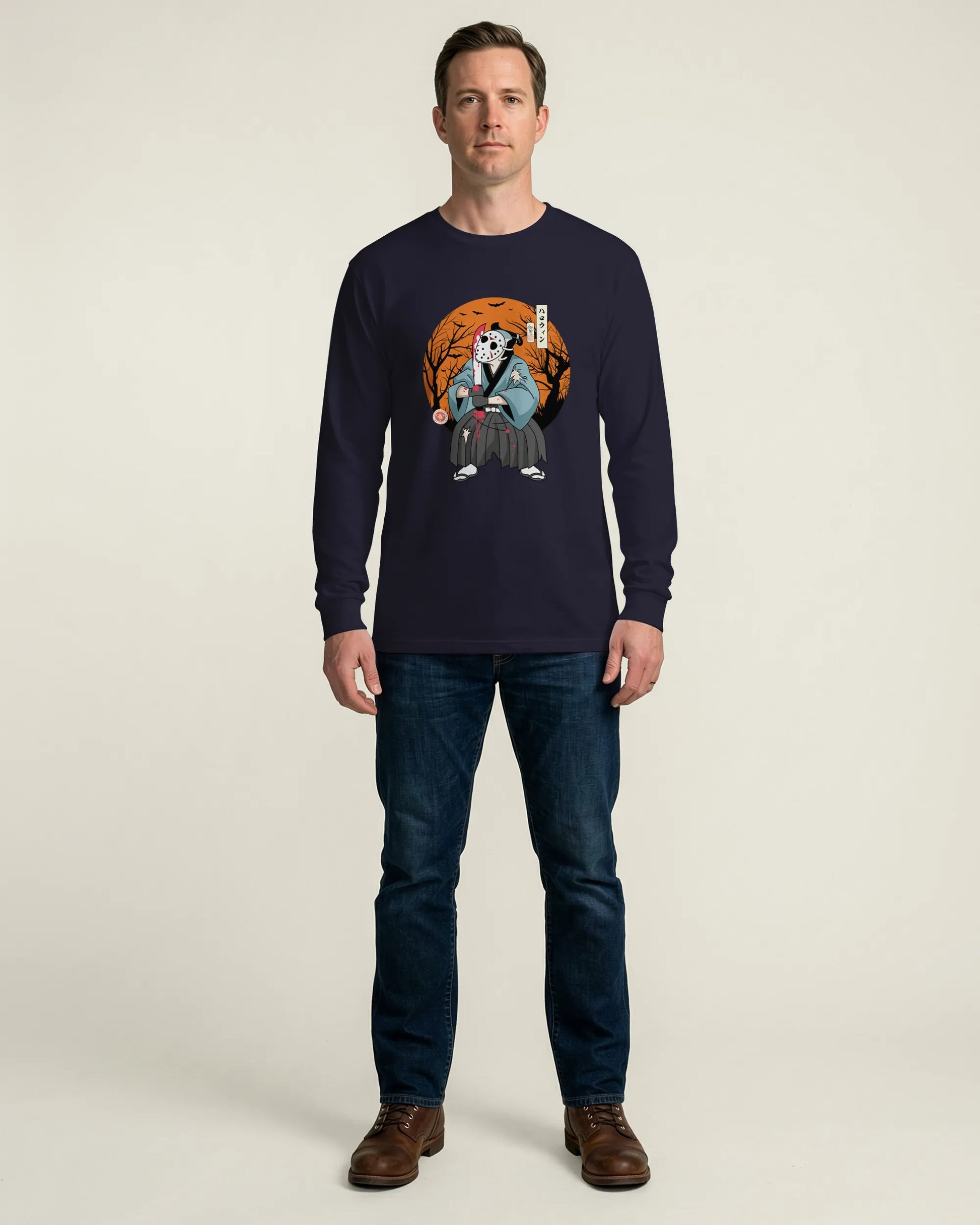 Halloween Samurai Disguise Jason Voorhees Unisex Long Sleeve Tee - Samurai Original