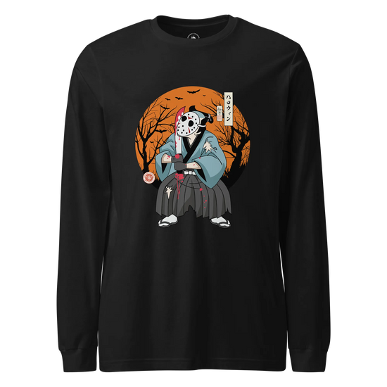 Halloween Samurai Disguise Jason Voorhees Unisex Long Sleeve Tee Black - Samurai Original