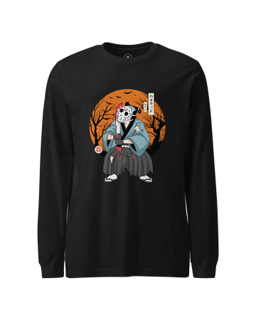 Halloween Samurai Disguise Jason Voorhees Unisex Long Sleeve Tee Black - Samurai Original