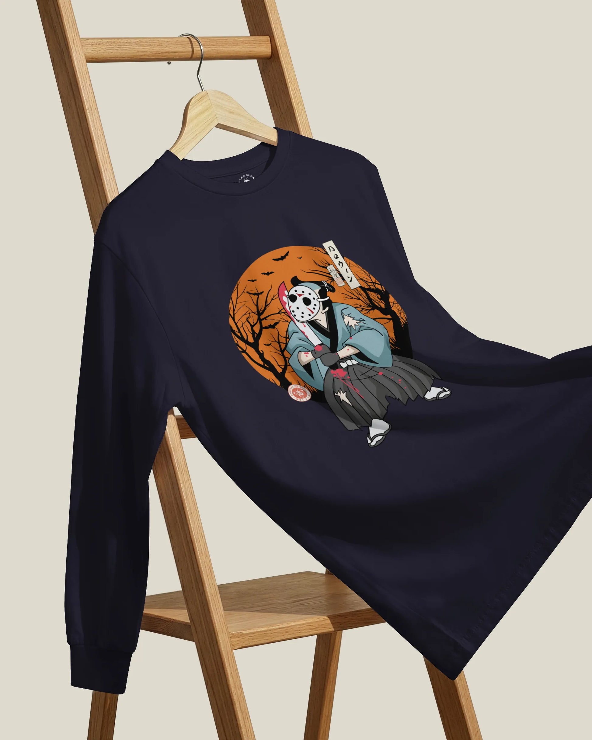 Halloween Samurai Disguise Jason Voorhees Unisex Long Sleeve Tee - Samurai Original