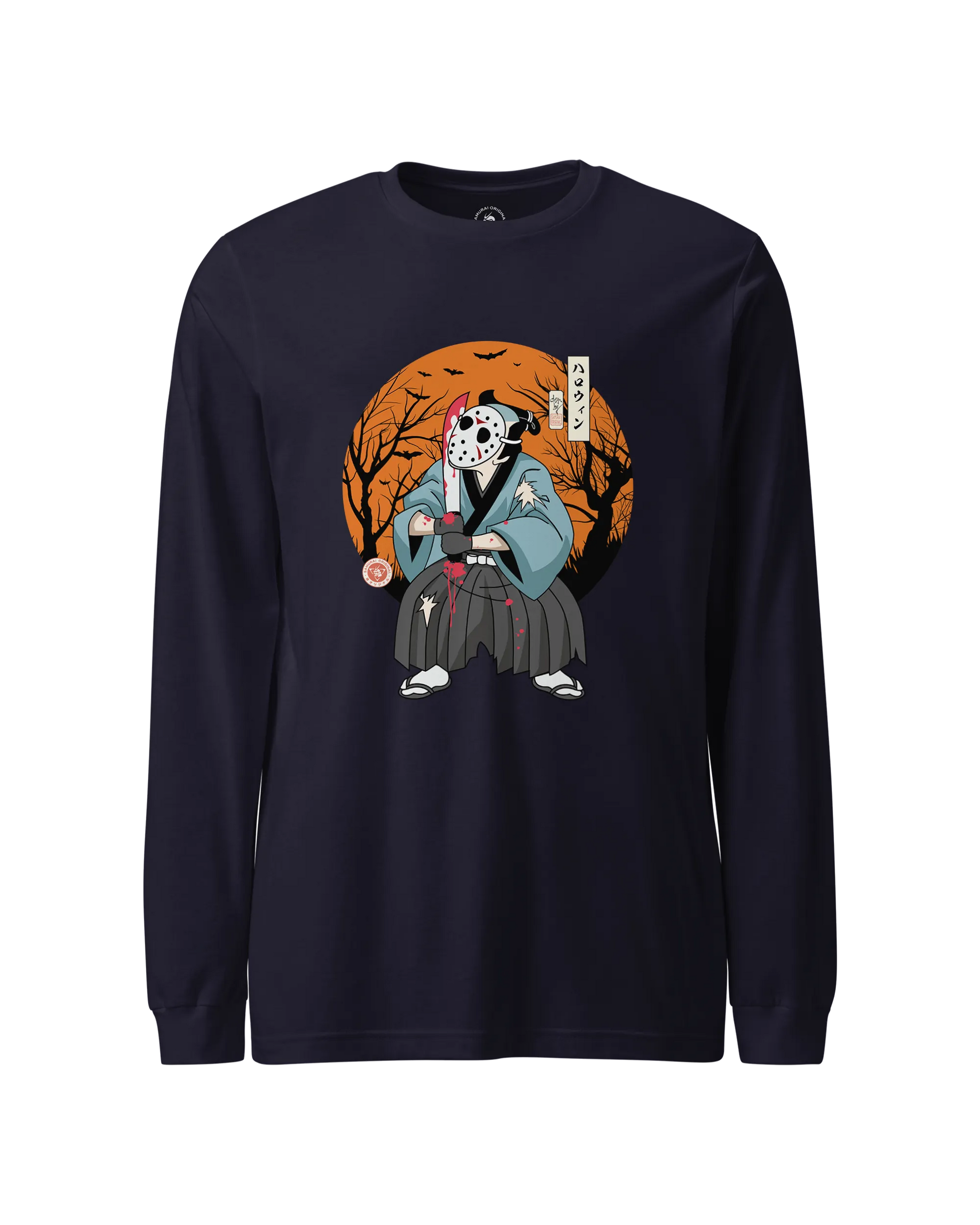 Halloween Samurai Disguise Jason Voorhees Unisex Long Sleeve Tee Navy - Samurai Original