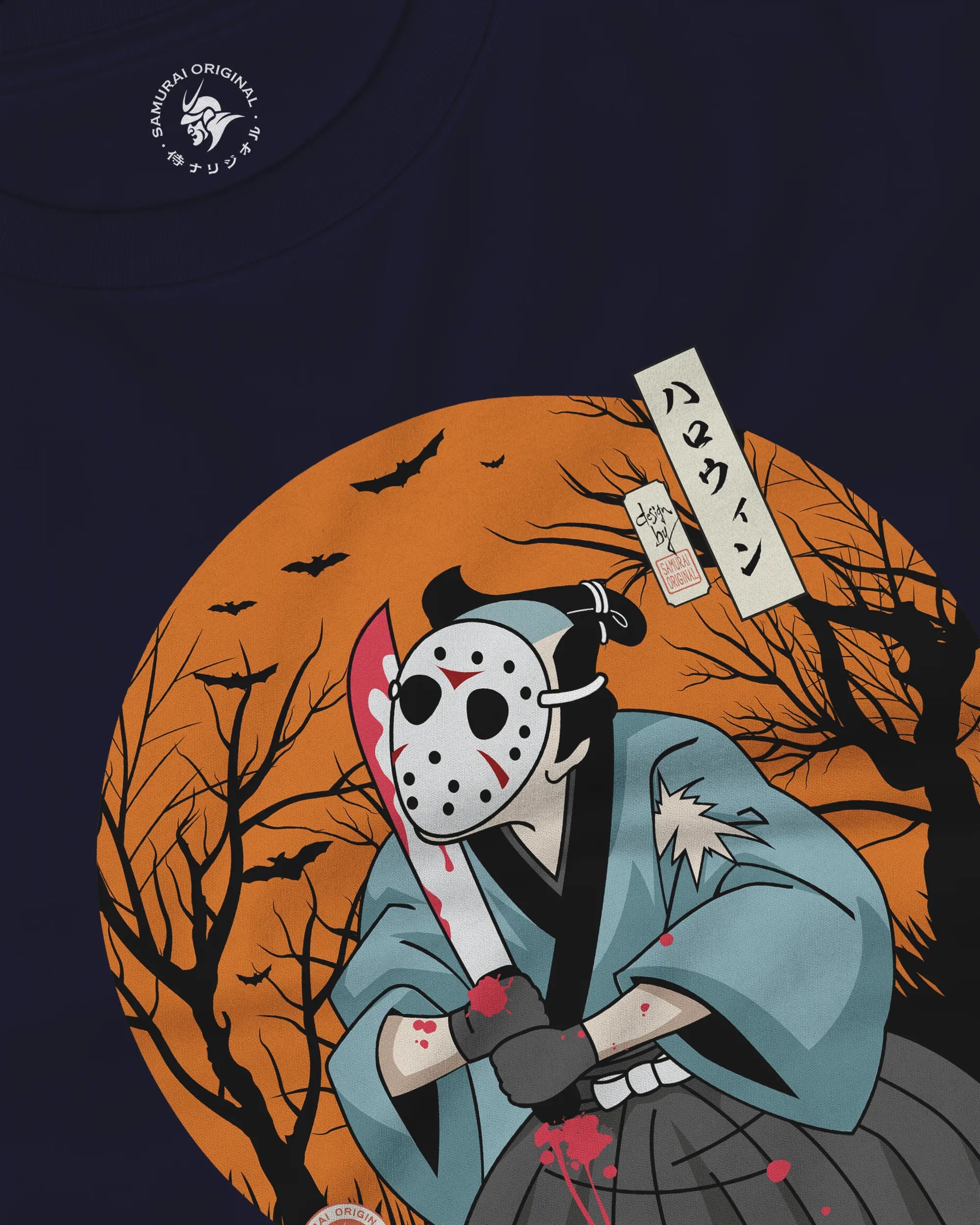 Halloween Samurai Disguise Jason Voorhees Unisex Long Sleeve Tee - Samurai Original