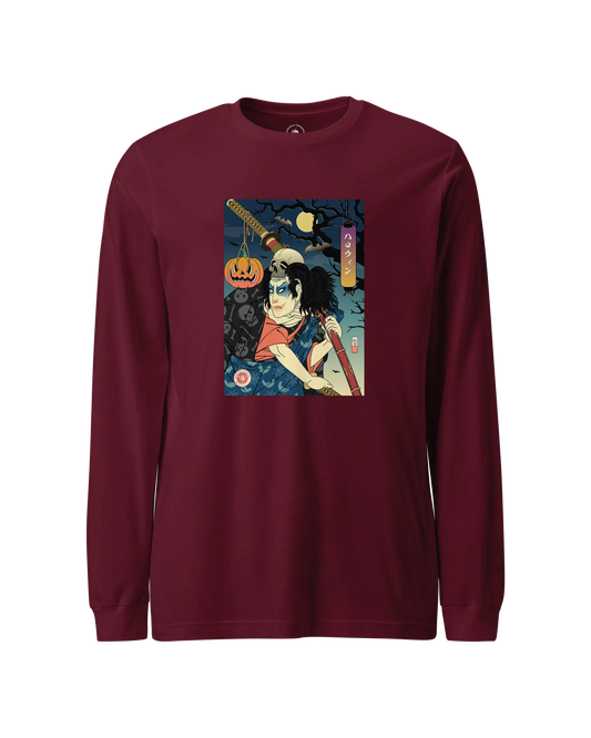 Halloween Samurai Joker Japanese Ukiyo-e Unisex Long Sleeve Tee