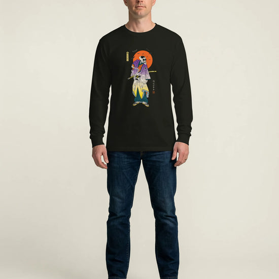 Halloween Samurai Skeleton Japanese Ukiyo-e Unisex Long Sleeve Tee - Samurai Original