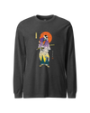 Halloween Samurai Skeleton Japanese Ukiyo-e Unisex Long Sleeve Tee Dark Grey Heather - Samurai Original