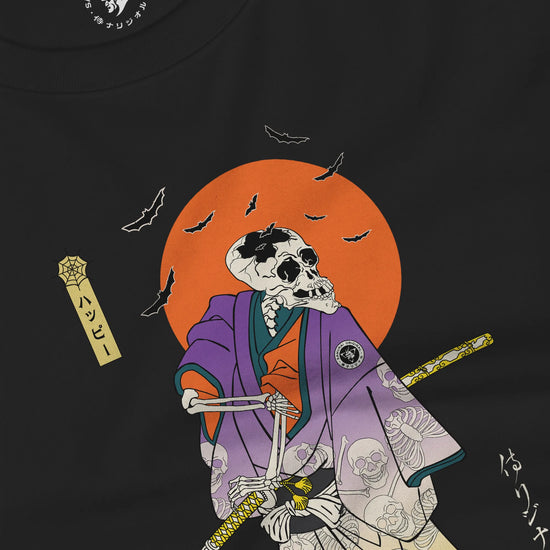 Halloween Samurai Skeleton Japanese Ukiyo-e Unisex Long Sleeve Tee - Samurai Original