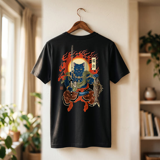 The Great Neko Fishing Organic T-shirt - Samurai Original