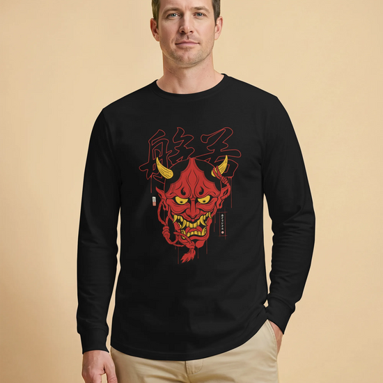 Hannya Japanese Ukiyo-e Unisex Long Sleeve Tee - Samurai Original