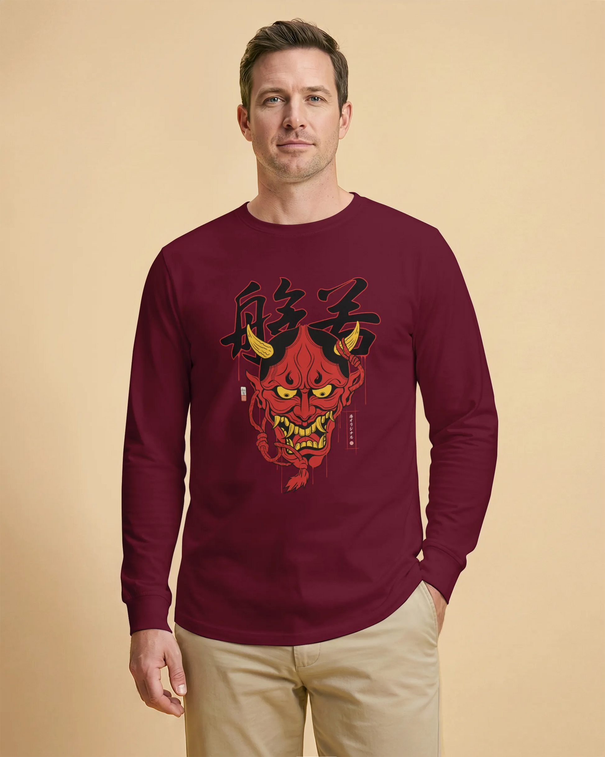 Hannya Japanese Ukiyo-e Unisex Long Sleeve Tee - Samurai Original