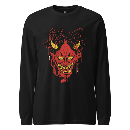 Hannya Japanese Ukiyo-e Unisex Long Sleeve Tee Black - Samurai Original