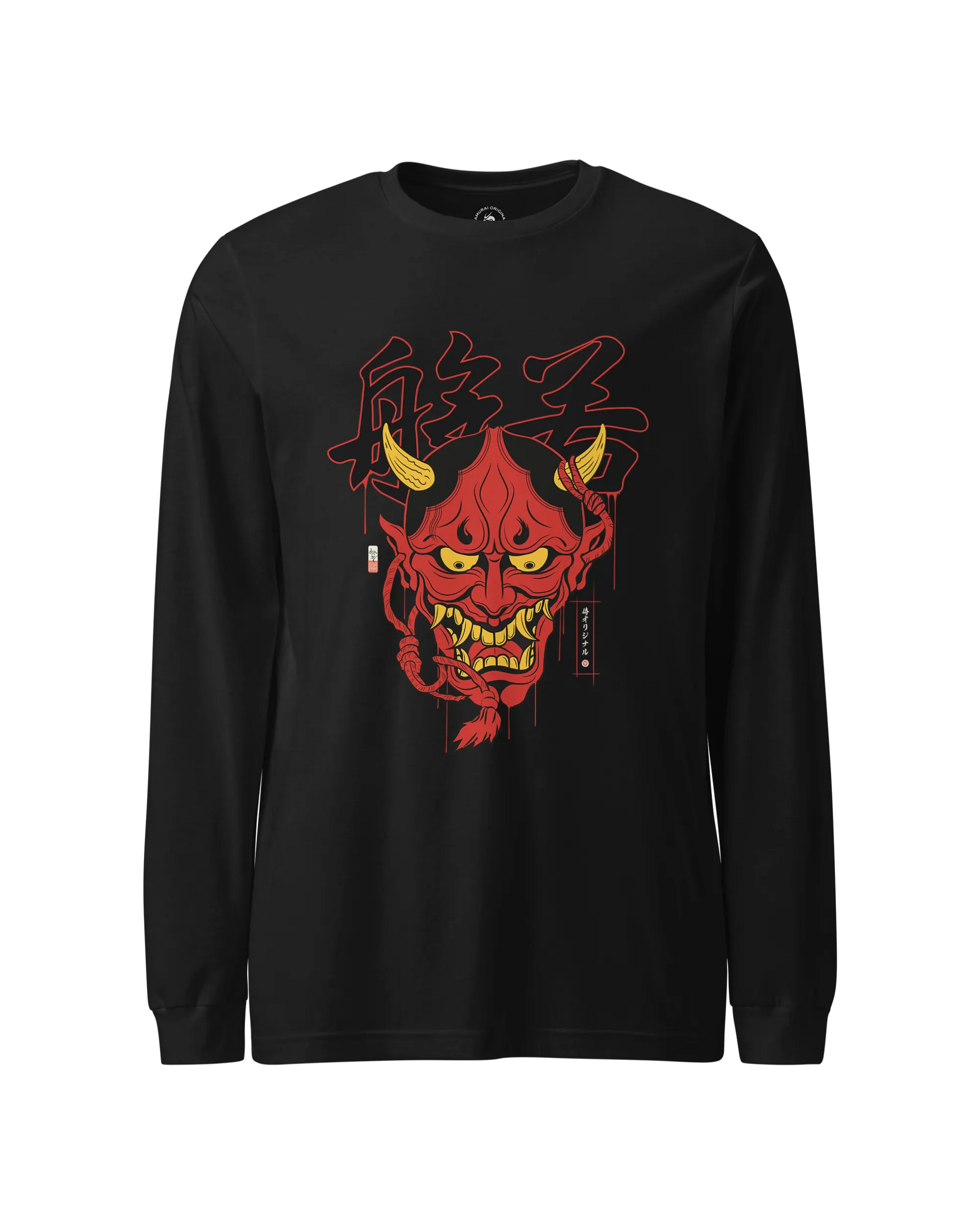 Hannya Japanese Ukiyo-e Unisex Long Sleeve Tee Black - Samurai Original