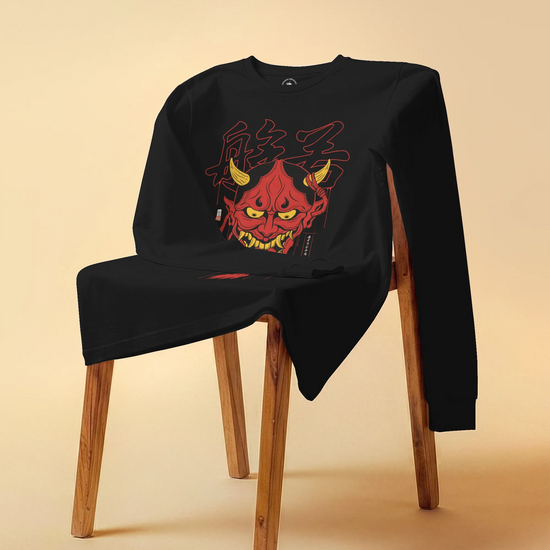 Hannya Japanese Ukiyo-e Unisex Long Sleeve Tee - Samurai Original