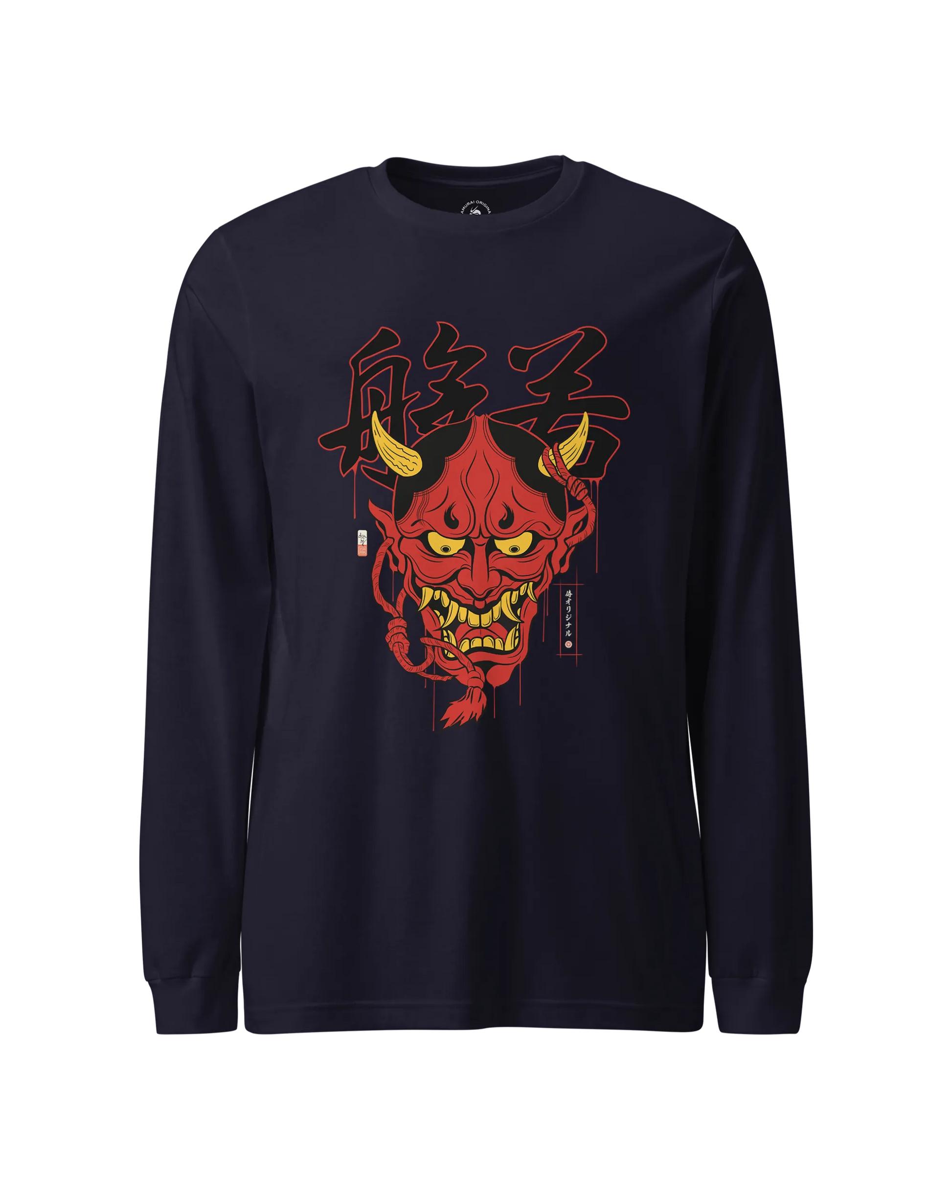 Hannya Japanese Ukiyo-e Unisex Long Sleeve Tee Navy - Samurai Original
