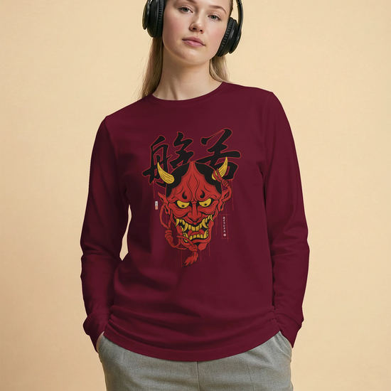 Hannya Japanese Ukiyo-e Unisex Long Sleeve Tee - Samurai Original
