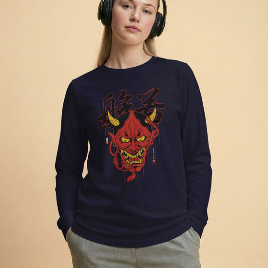 Hannya Japanese Ukiyo-e Unisex Long Sleeve Tee - Samurai Original