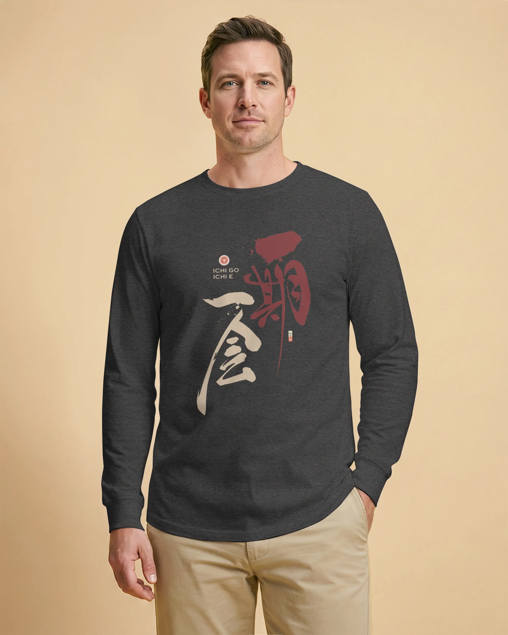 Ichi Go Ichi E Kanji Calligraphy Unisex Long Sleeve Tee - Samurai Original