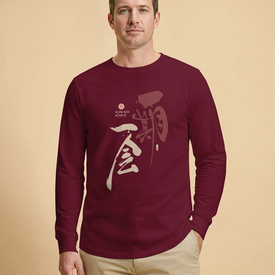 Ichi Go Ichi E Kanji Calligraphy Unisex Long Sleeve Tee - Samurai Original
