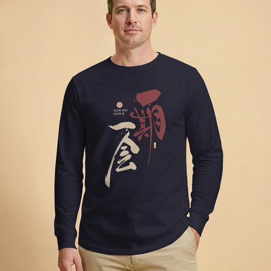 Ichi Go Ichi E Kanji Calligraphy Unisex Long Sleeve Tee - Samurai Original