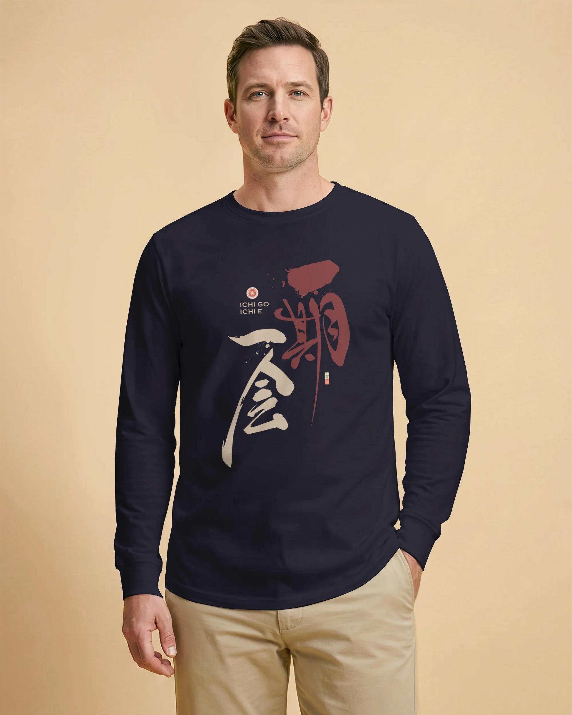 Ichi Go Ichi E Kanji Calligraphy Unisex Long Sleeve Tee - Samurai Original