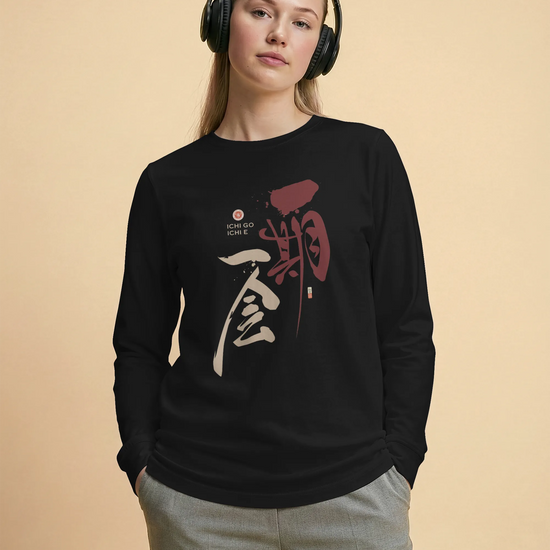 Ichi Go Ichi E Kanji Calligraphy Unisex Long Sleeve Tee - Samurai Original