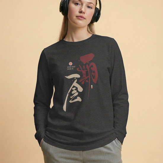 Ichi Go Ichi E Kanji Calligraphy Unisex Long Sleeve Tee - Samurai Original