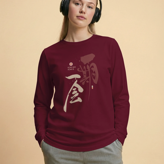 Ichi Go Ichi E Kanji Calligraphy Unisex Long Sleeve Tee - Samurai Original