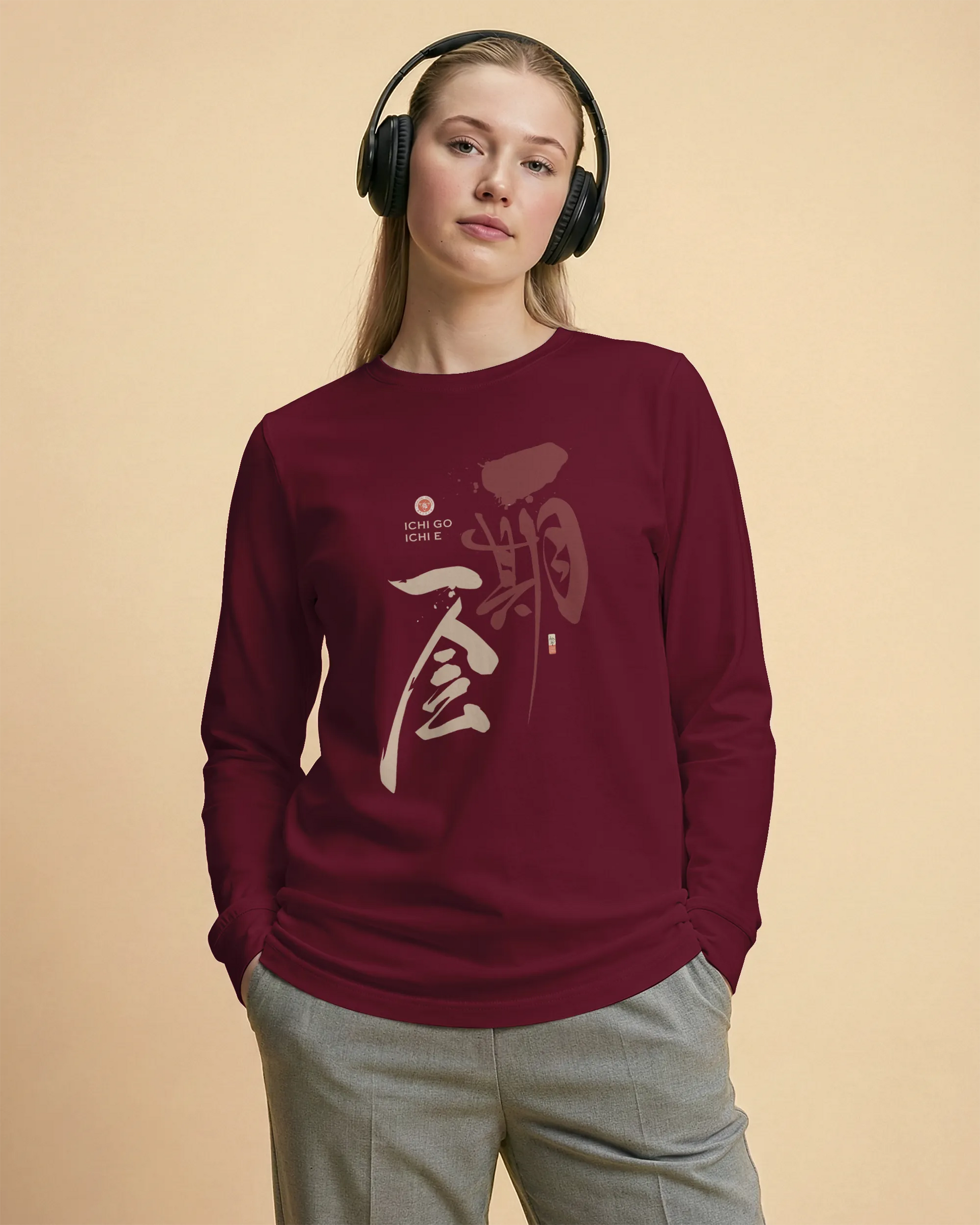 Ichi Go Ichi E Kanji Calligraphy Unisex Long Sleeve Tee - Samurai Original