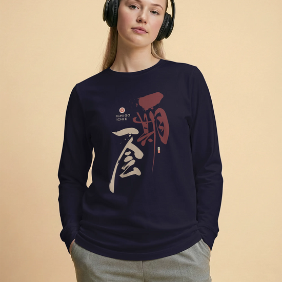 Ichi Go Ichi E Kanji Calligraphy Unisex Long Sleeve Tee - Samurai Original