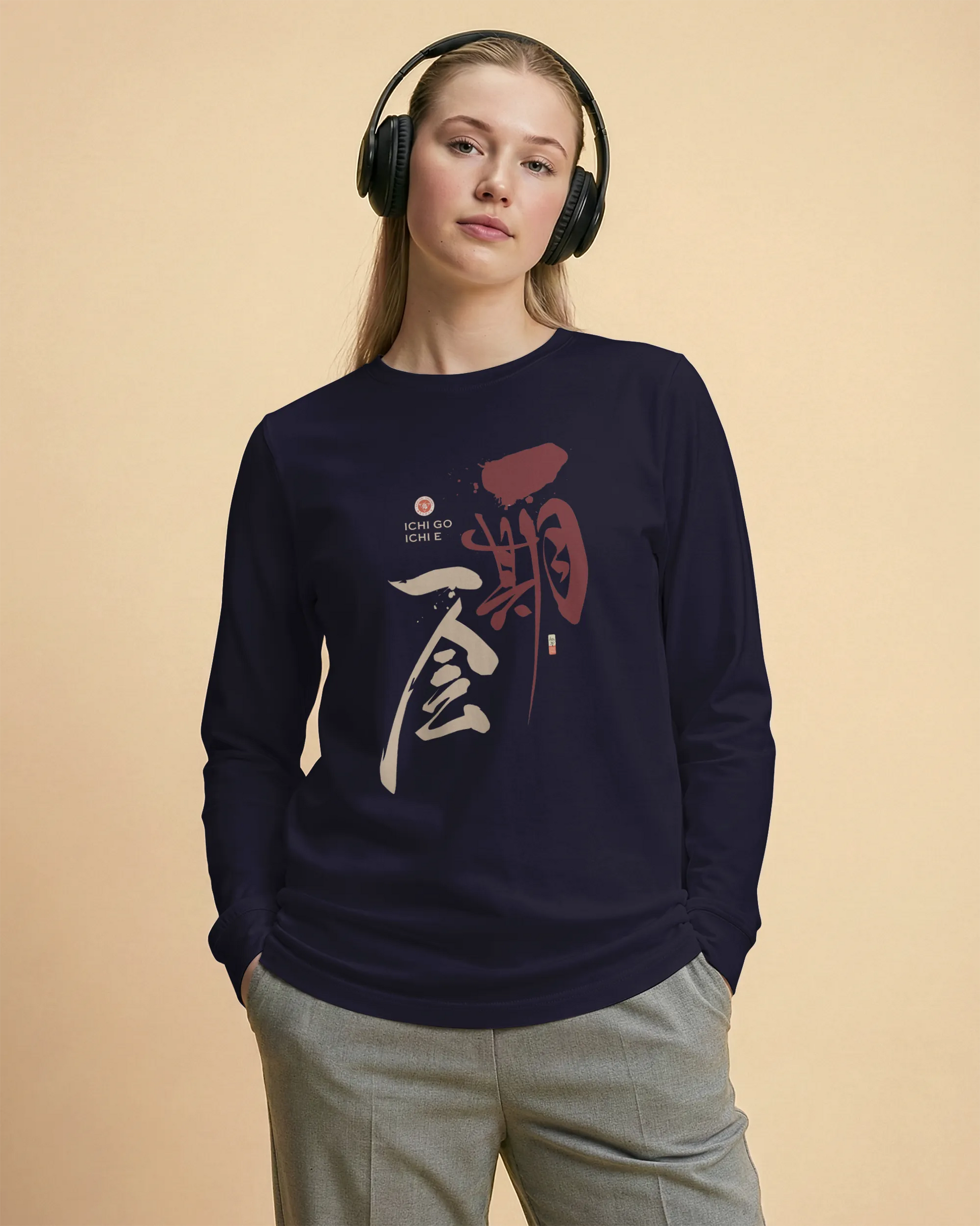 Ichi Go Ichi E Kanji Calligraphy Unisex Long Sleeve Tee - Samurai Original