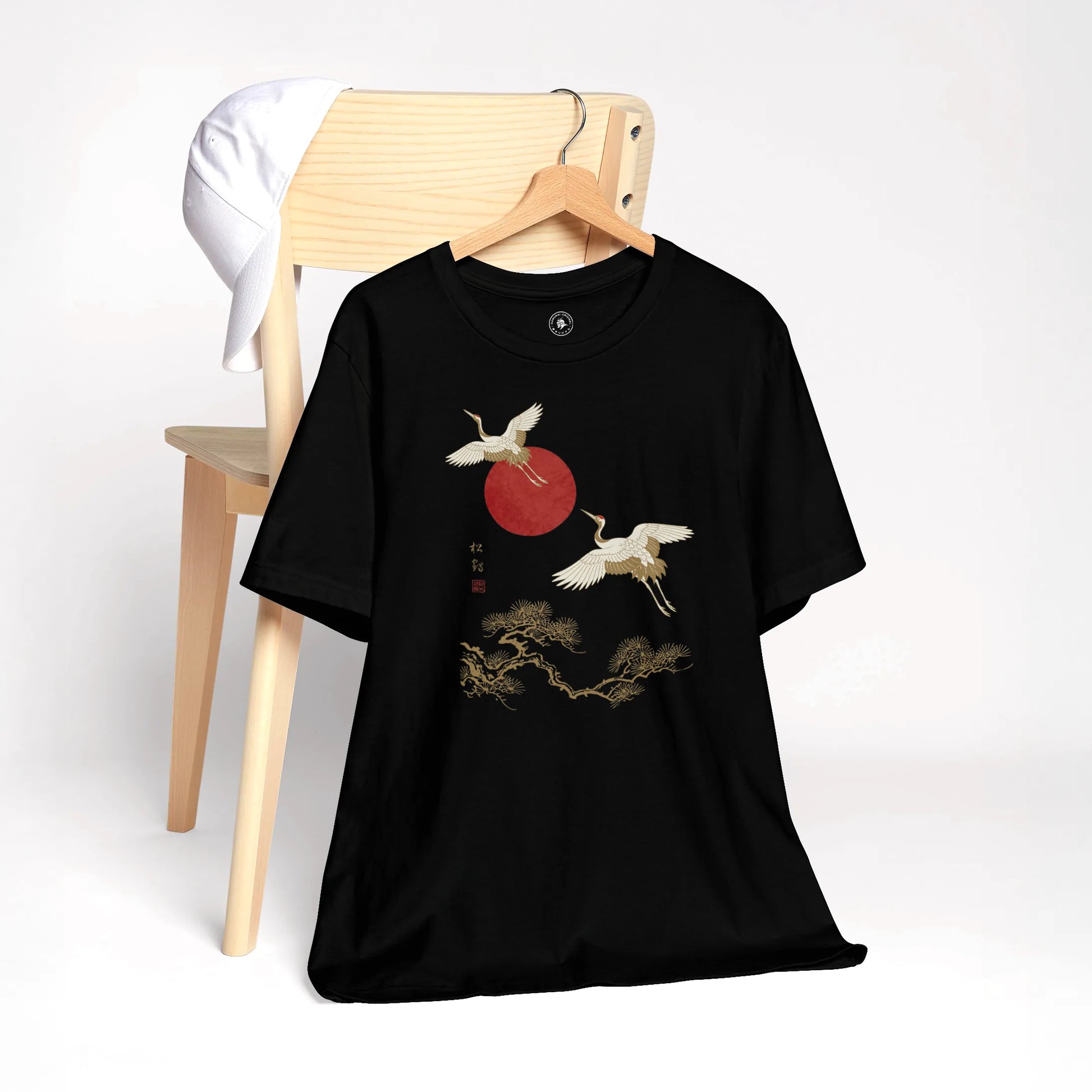 Japanese Crane & Pine Tree Organic Cotton T-Shirt - EU Edition - Samurai Original