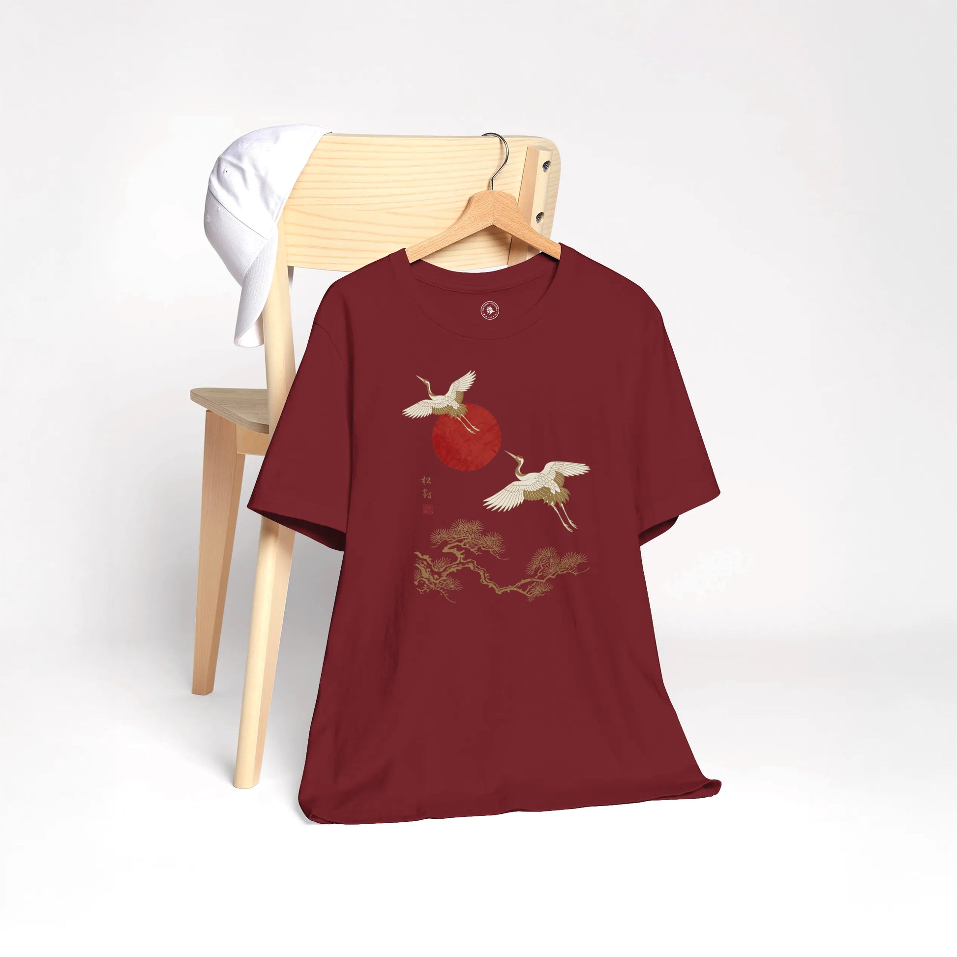 Japanese Crane & Pine Tree Organic Cotton T-Shirt - EU Edition - Samurai Original