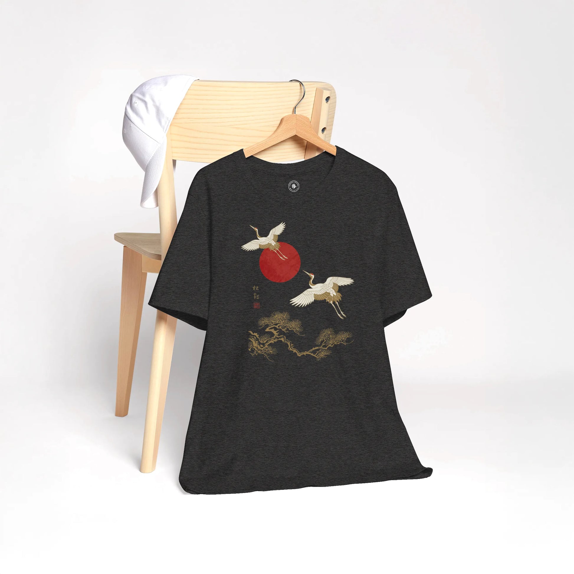 Japanese Crane & Pine Tree Organic Cotton T-Shirt - EU Edition - Samurai Original