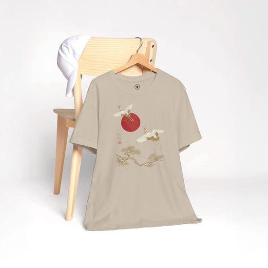 Japanese Crane & Pine Tree Organic Cotton T-Shirt - EU Edition - Samurai Original