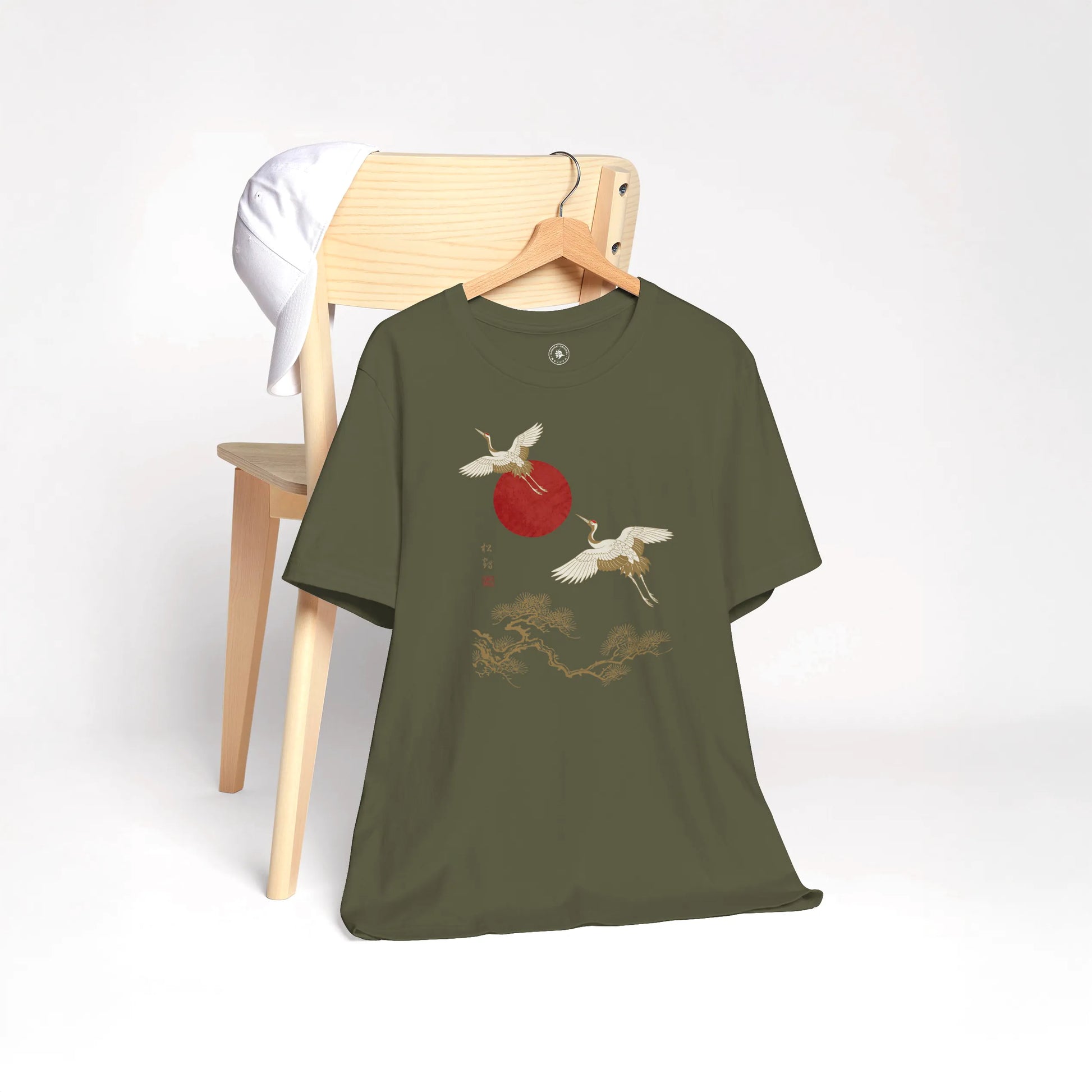 Japanese Crane & Pine Tree Organic Cotton T-Shirt - EU Edition - Samurai Original