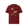 Japanese Crane & Pine Tree Organic Cotton T-Shirt - EU Edition Burgundy - Samurai Original