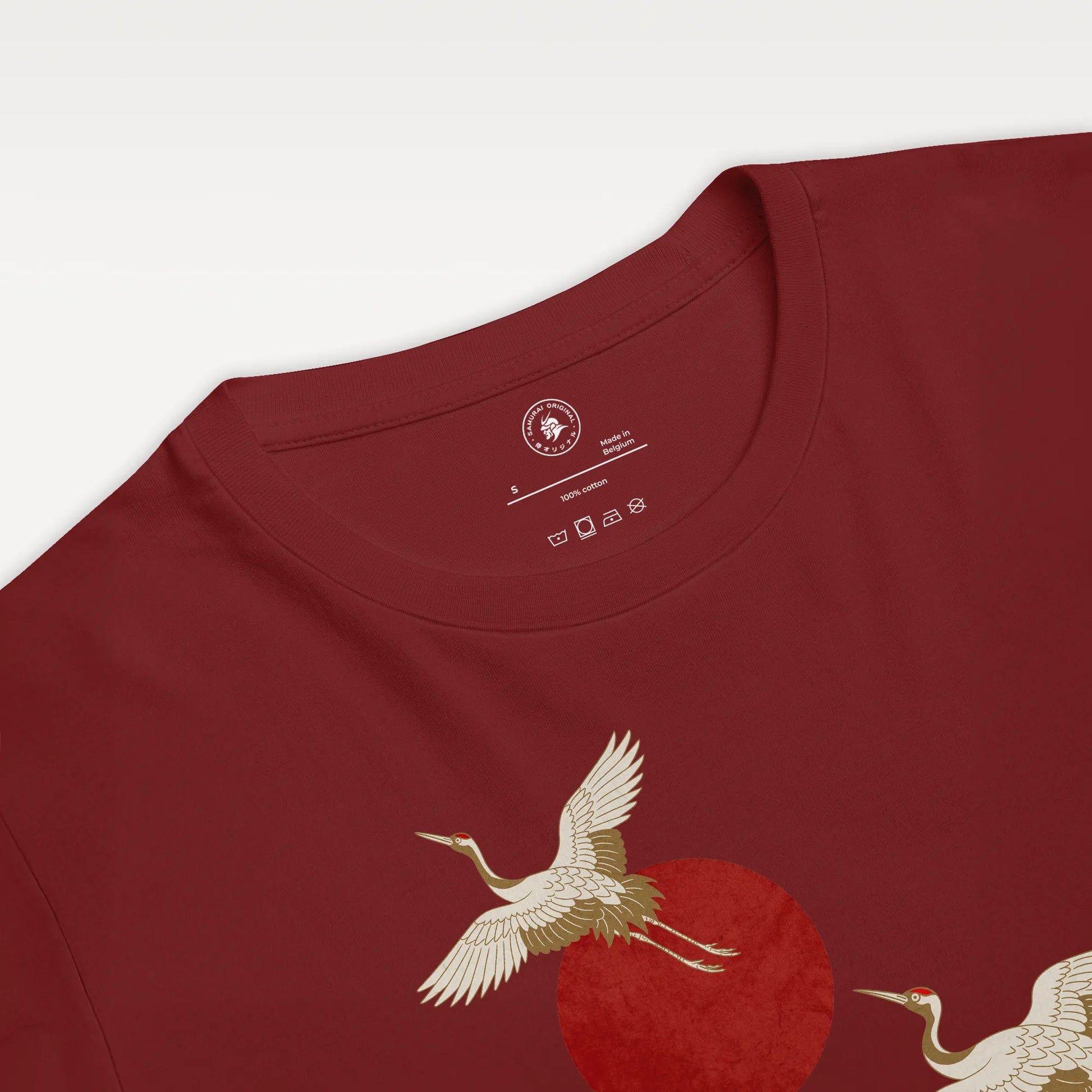 Japanese Crane & Pine Tree Organic Cotton T-Shirt - EU Edition - Samurai Original