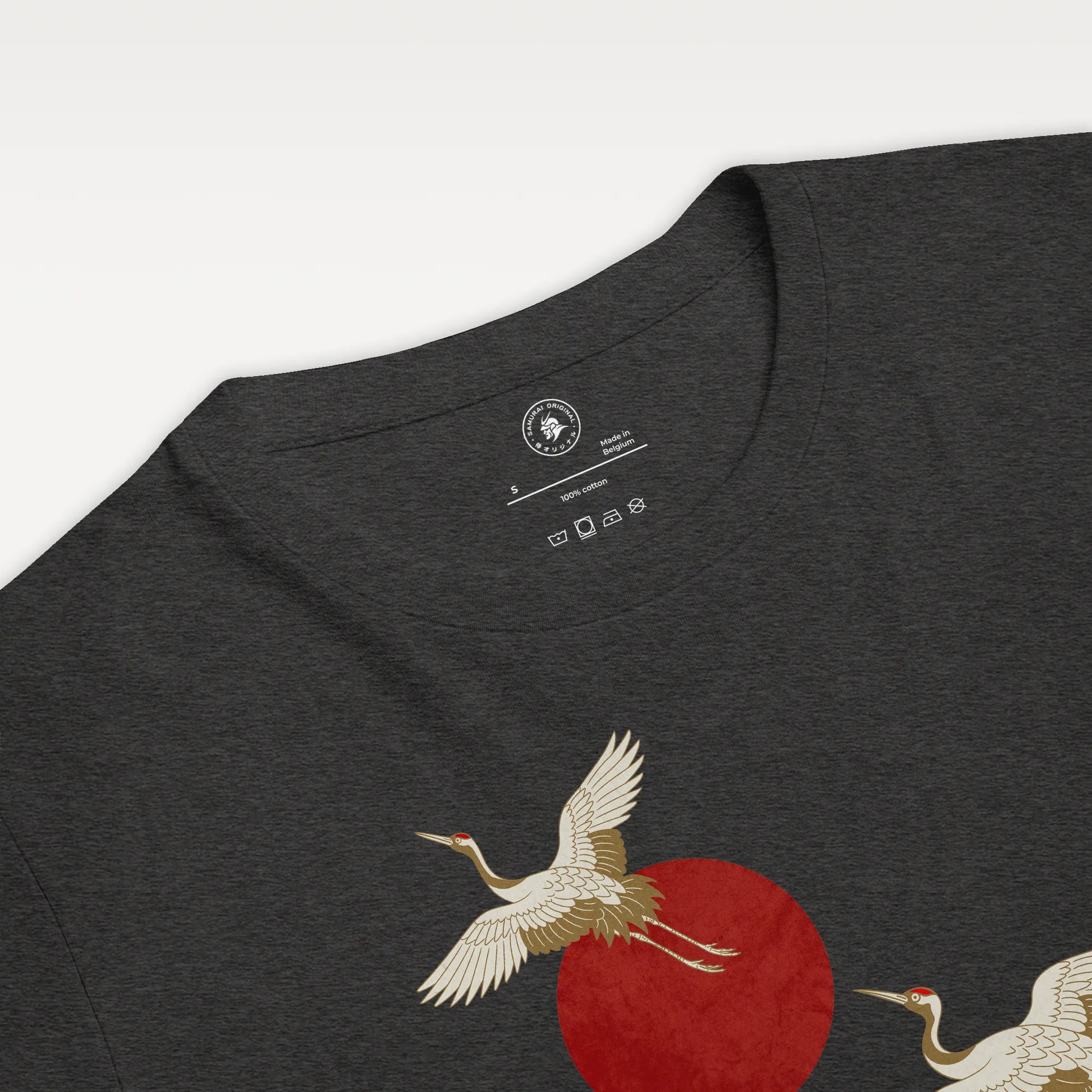 Japanese Crane & Pine Tree Organic Cotton T-Shirt - EU Edition - Samurai Original