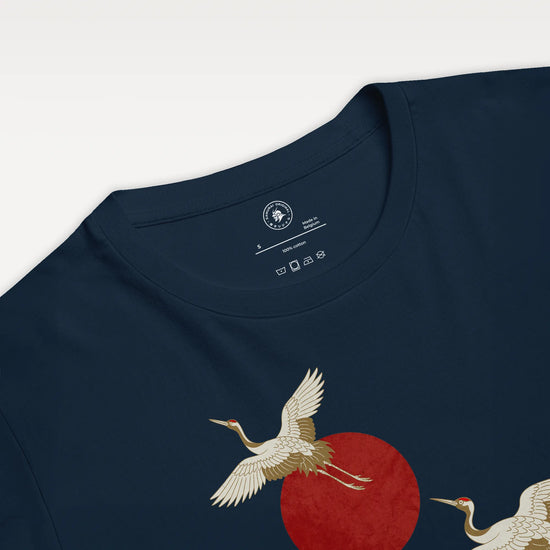 Japanese Crane & Pine Tree Organic Cotton T-Shirt - EU Edition - Samurai Original