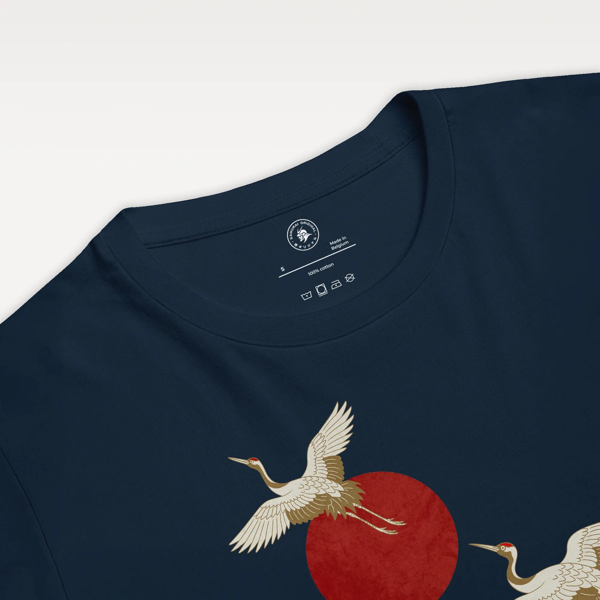 Japanese Crane & Pine Tree Organic Cotton T-Shirt - EU Edition - Samurai Original
