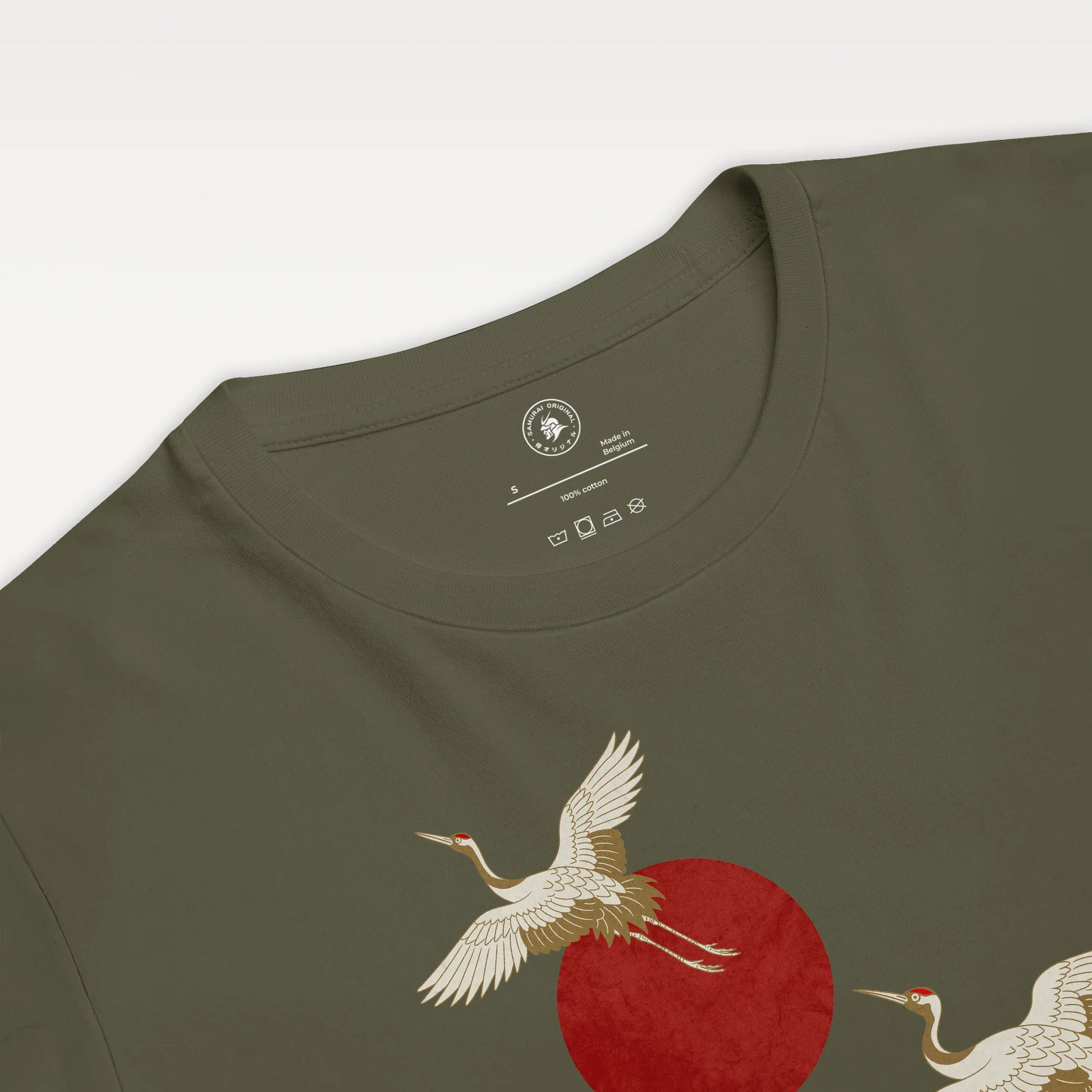 Japanese Crane & Pine Tree Organic Cotton T-Shirt - EU Edition - Samurai Original
